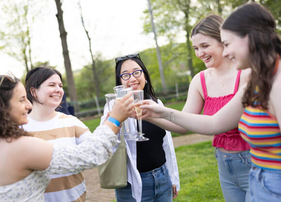 Students at the 2024 Class Toast cheers